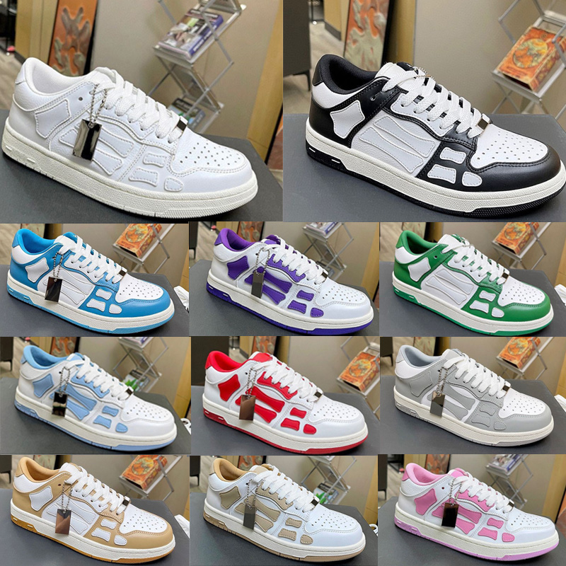 Avec boîte Design Skeleton Sneakers hommes femmes chaussures de course bleu vert violet jaune blanc noir hommes femmes tenue quotidienne baskets