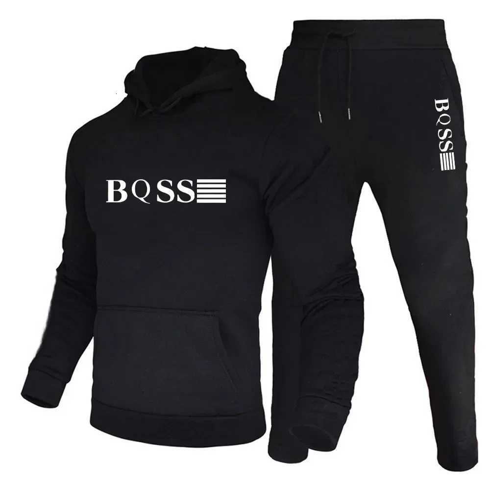 Costume de sport pour hommes, sweat-shirt à capuche et pantalon de jogging, ensemble deux pièces adapté à la salle de sport et aux vêtements de s