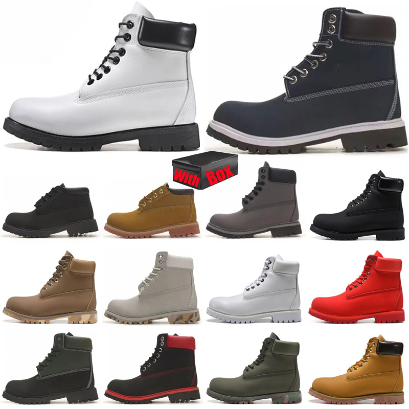 with box Designer boots Ankle Boots Half Boots men women Leather Solid black white brwon grey pink red army green blue booties winter Snow Boots out