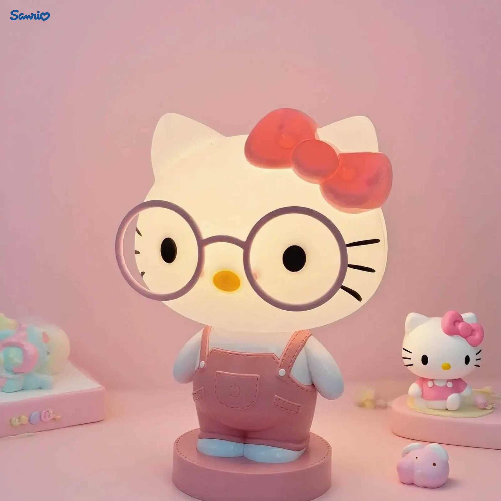 Sanrio Kawaii Hello Kitty Night Light Glasses Cat Three-Level Dimming Sleep Night Light Home Plug-in Ornament Gift For Girls Kids Child H251205-image-1087348292
