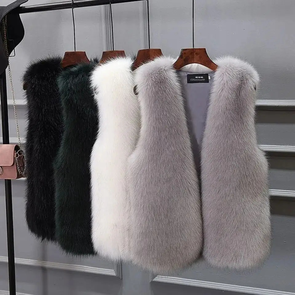 2025 Womens Thickened Warm Fur Vest Spring Autumn Outerwear Cotton Lined Versatile Slimming Faux Backless Tank Top 251129