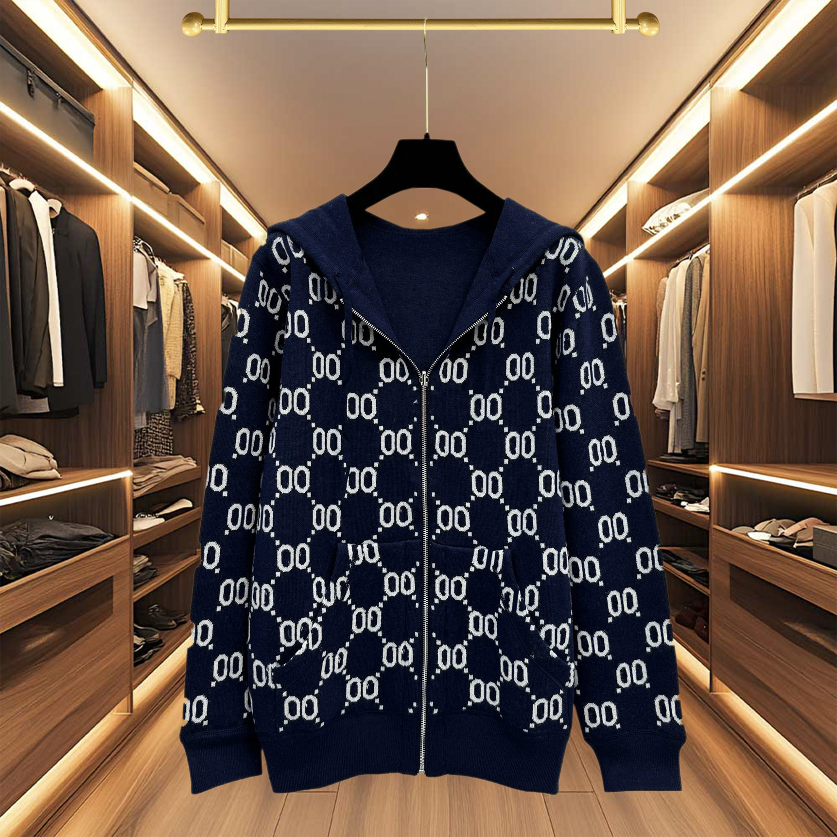 High quality designer men's clothing men's hoodie fashion cardigan hoodie pure cotton autumn and winter long sleeved unisex