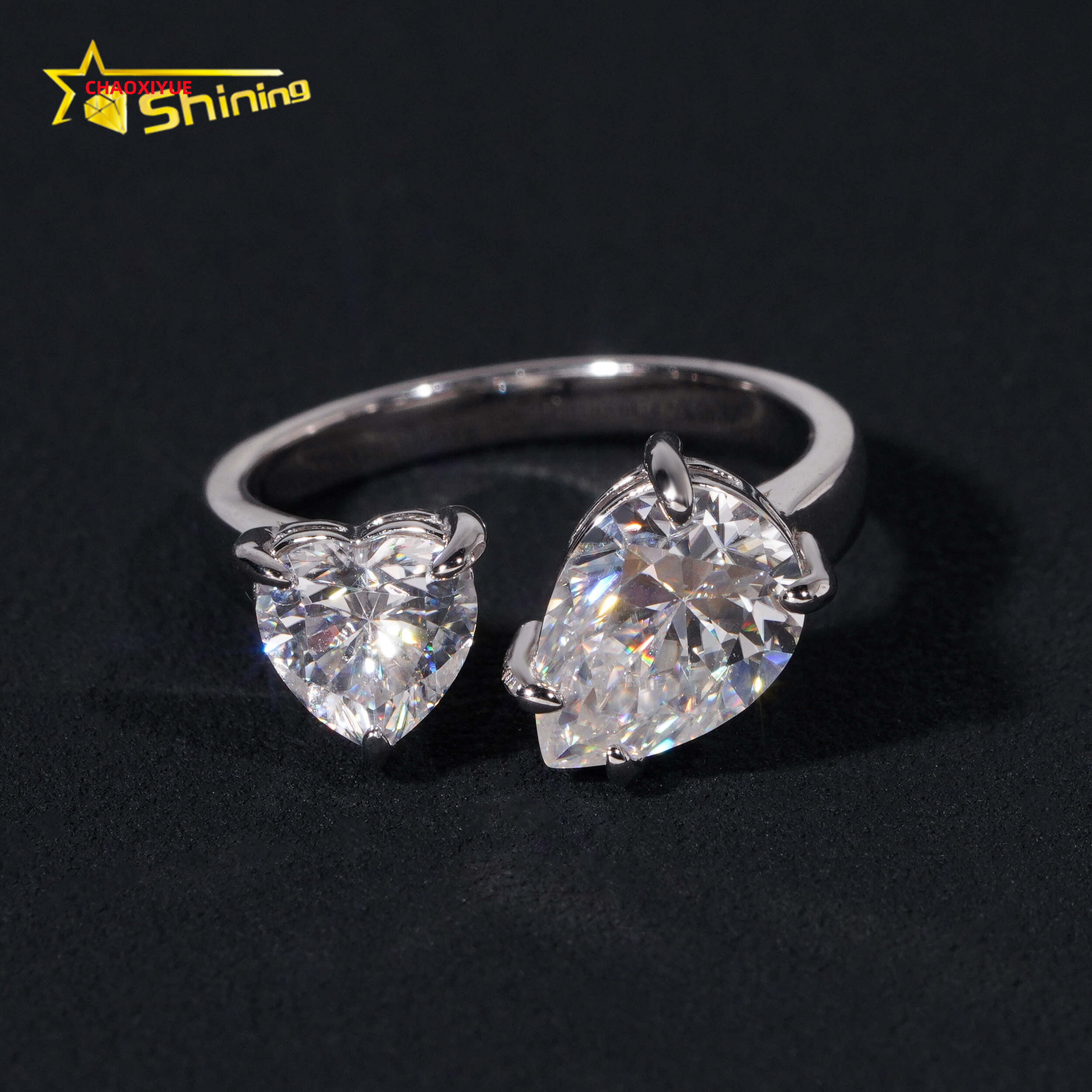 GRA Certificate 925 Sterling Silver Heart Pear Cut Moissanite Engagement Ring Custom Fine Jewelry Women Lab Gemstone Rings