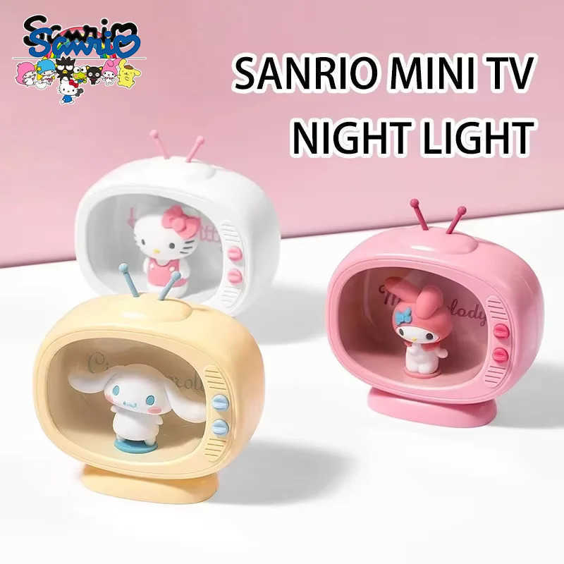 Sanrio Cartoon Night Light Mini Tv Series Hello Kitty Melody Sleep Light Decorations Anime Toys Bedside Childrens Gifts H251205-image-1087347640