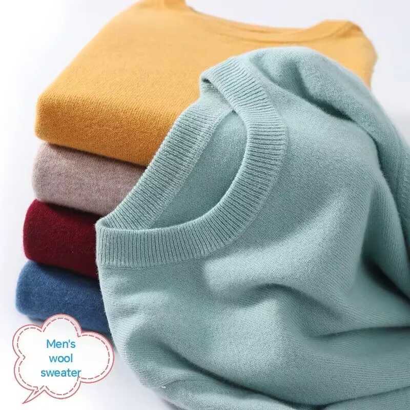 Mens Sweater Autumn/Winter 00 Wool Sweater Round Neck Long Sleeve Hoodie Loose Solid Color High end Knitted Cashmere Sweaters W251205