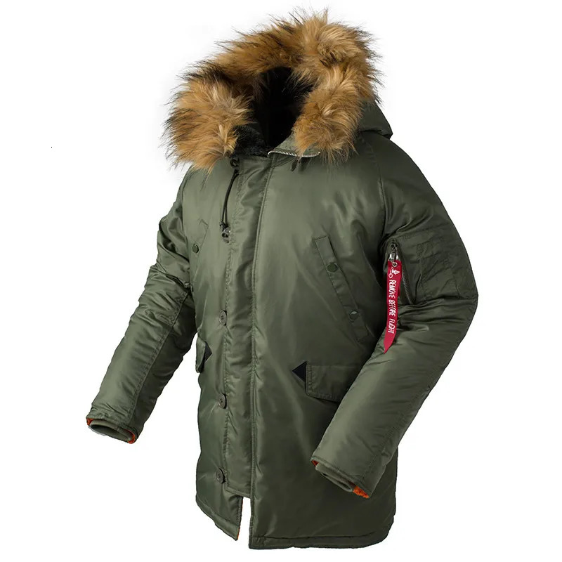 2025 Winter N3B puffer men long coat military fur hood warm tactical bomber army korean thick parka 251129