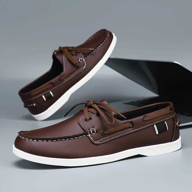 Retro Brown Leather Casual Shoes Man Flats Large Size 40-48 Designer Mens Shoes Comfortable Slip-On Social Shoe Male Moccasins W251205