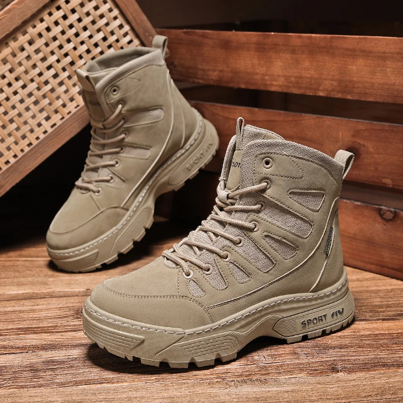 Bottes d'escalade pour hommes haut à lacets randonnée en plein air anti-dérapant résistant à l'usure bottes chaudes chaussures de sport de neige