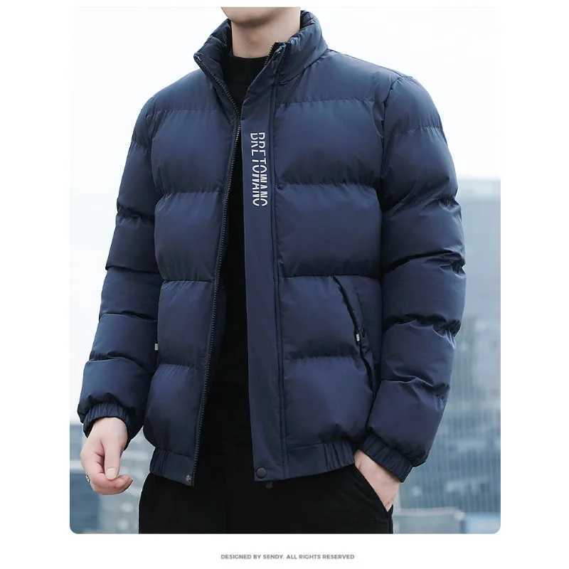 New Autumn Winter Stand-up Collar Mens Cotton-padded Jacket Mens Thickened Warm Jacket Fashionable and Trendy Casual Jacket Men M251205