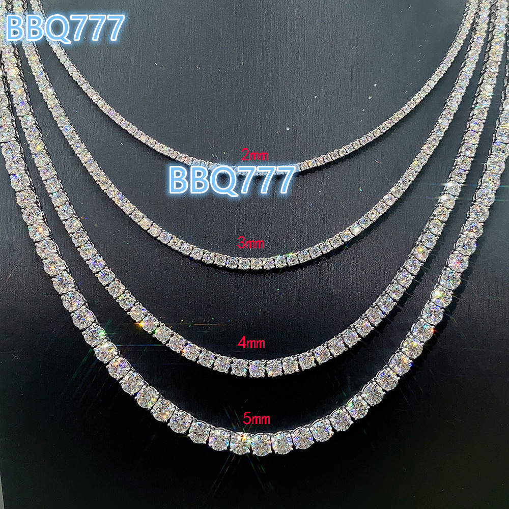 LusterFactory Direct Price Iced Out 2mm 3mm 4mm 5mm 65mm VVS Silver 925 Hip Hop VVS Moissanite Lab Diamond Tennis Chain