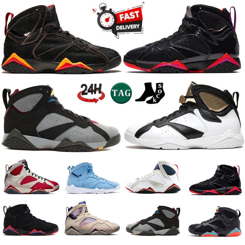 With box 7 Men Basketball Shoes 7s Sneaker Black Patent Leather French Blue Varsity Royal White Infrared Bordeaux Flint Olive Citrus Man Outdoor Spo