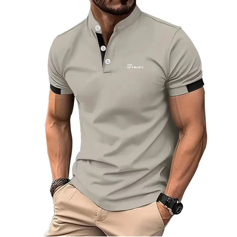 Mens Polo Shirt Casual Daily Turndown Button Short Sleeve Fashion Color Block Button Front Summer Regular Fit Polo Shirt 251203