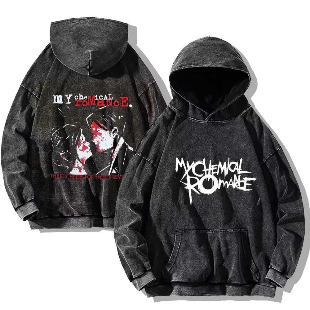 My Chemical Romance Sweatshirt Vintage Washed Hoodies Fashion Harajuku Mens Womens Oversize Hooded Pullover Hip Hop StreetwearXJ251205