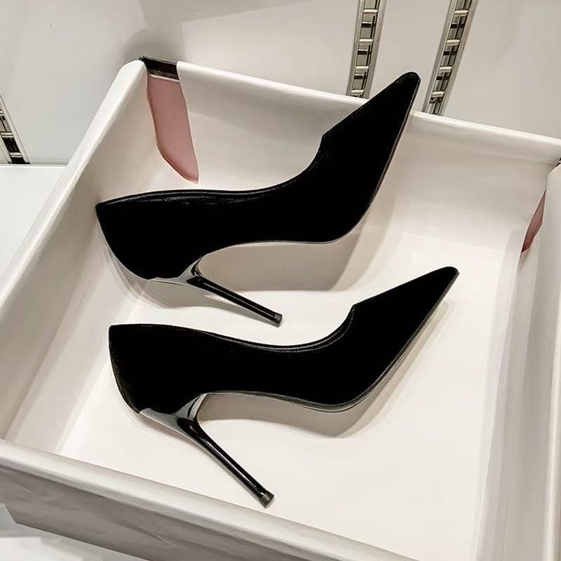 Free shipping Designer Dress Shoes Black high heels womens slim heels 2025 new pointed commuting high heels