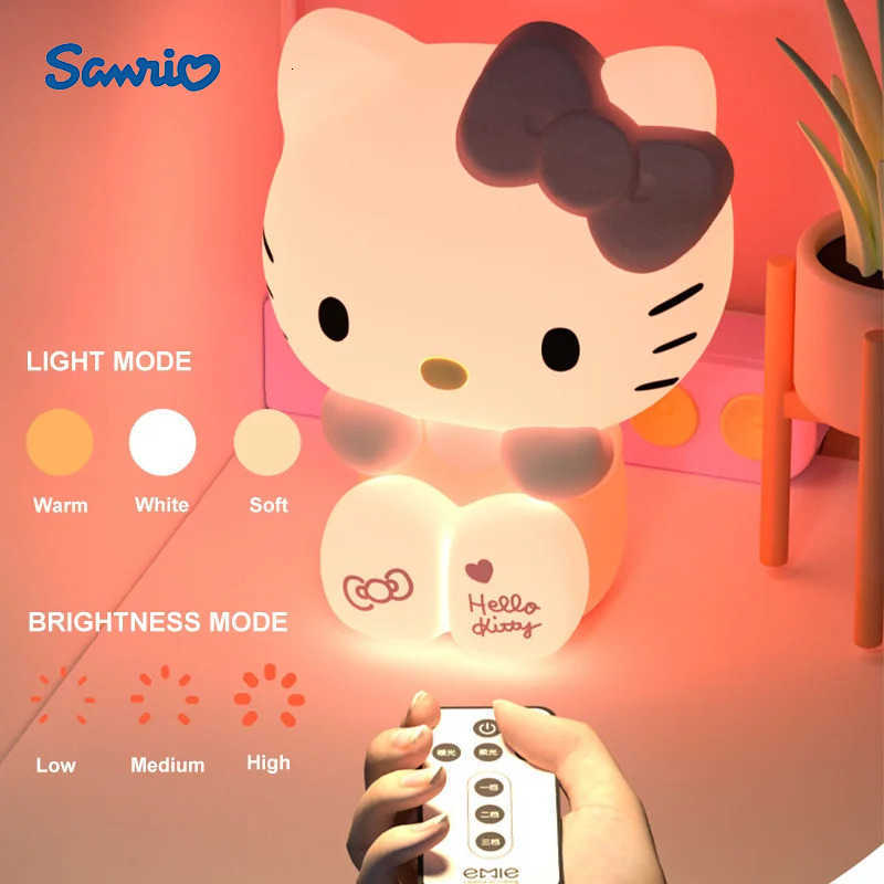 Sanrio Hello Kitty Night Lamp Cute Cat Action Figure Night Light Hellokitty Pat Lights Kitty Lamp Desktop Decor Ornaments Gifts H251205-image-1087349881