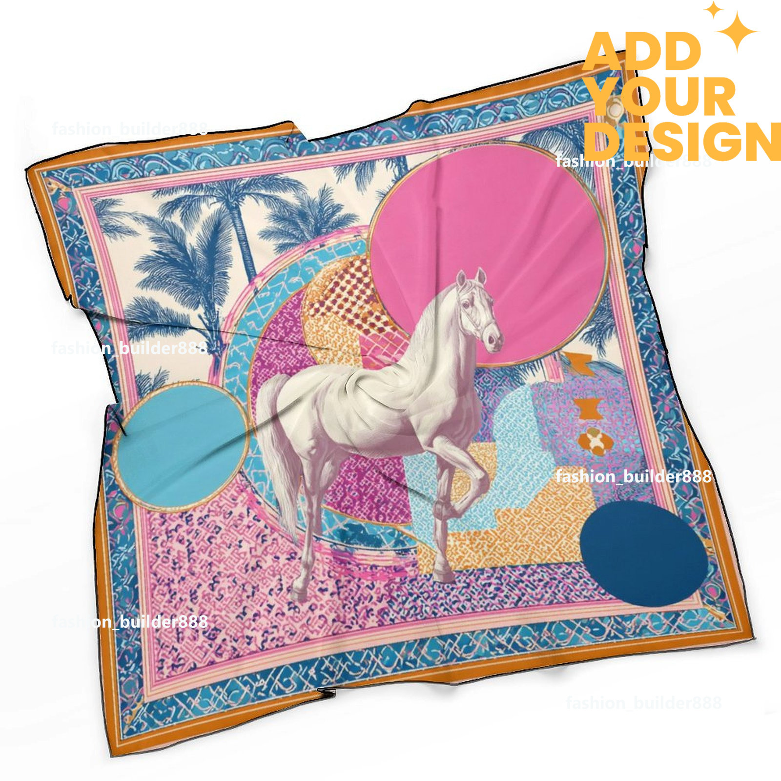 Designer personnalisé H cou écharpe pour motif de cheval de luxe femmes soyeux foulards cheveux bandanas carré écharpe accessoires de mode léger