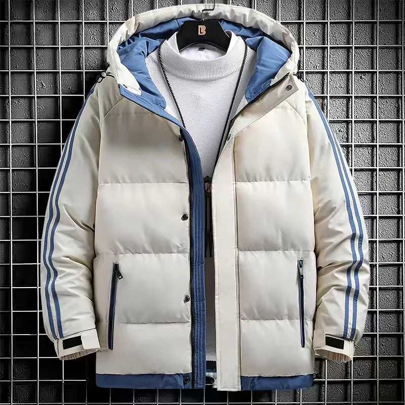 2024 Nouvelle veste en coton pour hommes avec veste en coton à deux barres en peluche et épaissie pour hommes Veste en coton à deux barres pour h