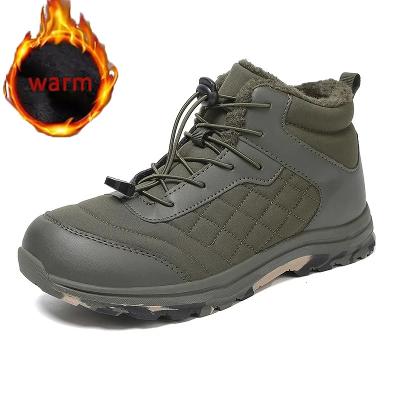Winter Barefoot Boots For Men Ankle Boots Plush Warm Snow Shoes Outdoor Waterproof Non-slip Climbing Hiking Boots Big Size 251204