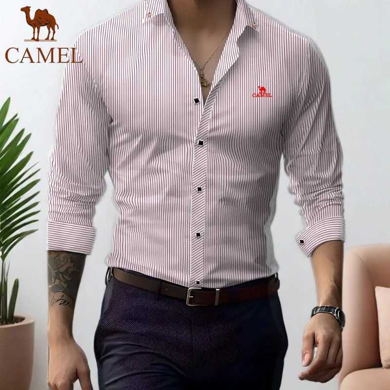 2025 Camel Embroidered Spring/Summer Autumn/Winter New Mens Long Sleeve Pure Cotton Casual Solid Color Shirt W251205