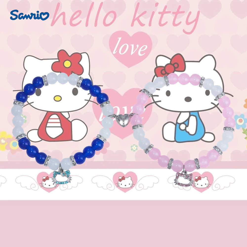 Sanrio Hello Kitty Couple Amour Bracelet Anime Pendentif À La Main Collier De Perles Bracelet Charme DIY Bijoux Accessoires Jouets H251205