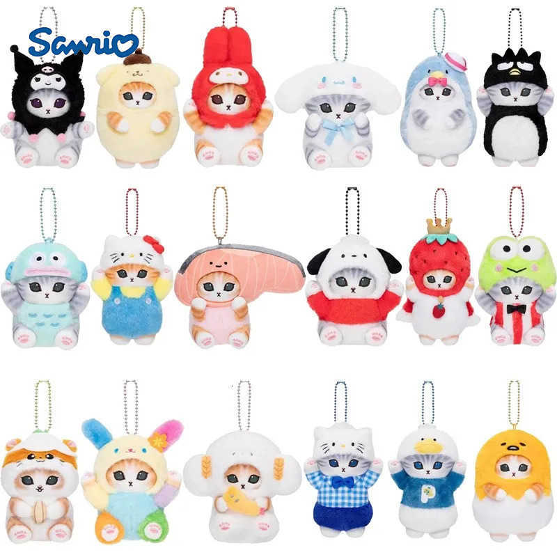 Sanrio Anime Shark Cat Co Branded Cross-dress Kuromi Hello Kitty Cinnamoroll Plush Toys Collect Decoration Pendant Gift H251205-image-1087317092