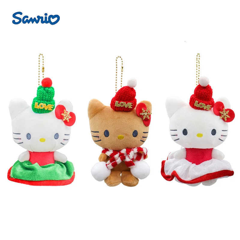 Sanrio Christmas Hello Kitty Stuffed Keychain Cartoon Black Skin Kitty Cat Christmas Hanging Keychain Christmas Accessories Gift H251205-image-1087317416