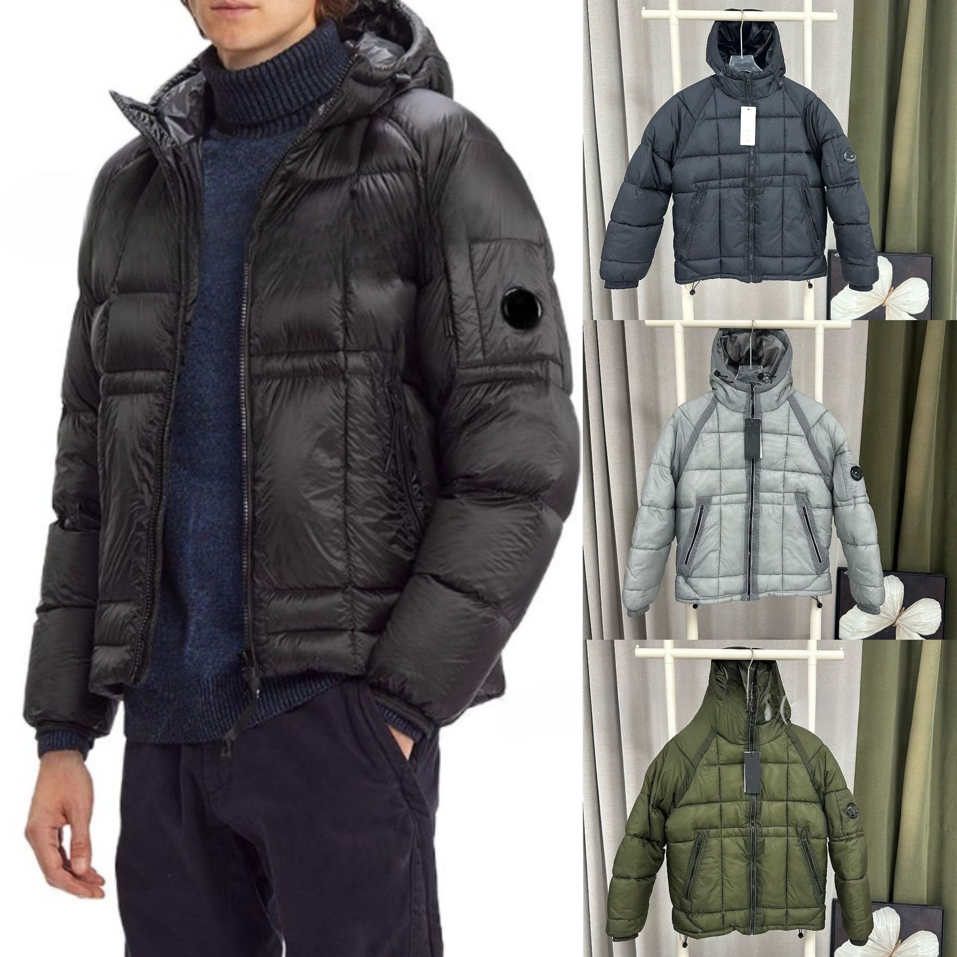 Veste d'extérieur pour hommes, manteau de styliste, veste d'hiver pour hommes, Badge, fermeture éclair, style ample, top pour hommes, manteaux Cp