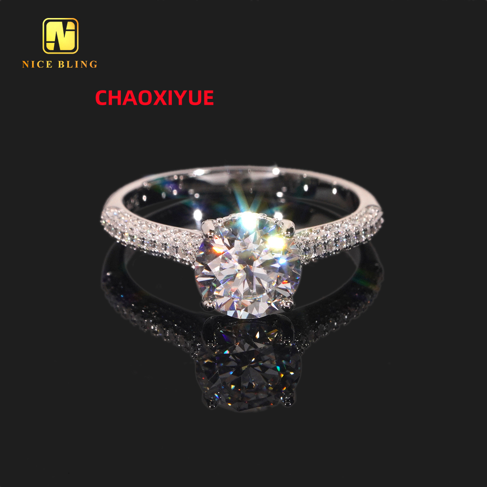 8mm 9mm rond brillant coupe classique bijoux éternité Moissanite bague de fiançailles pour les femmes bague de mariage 925 argent diamant anneaux
