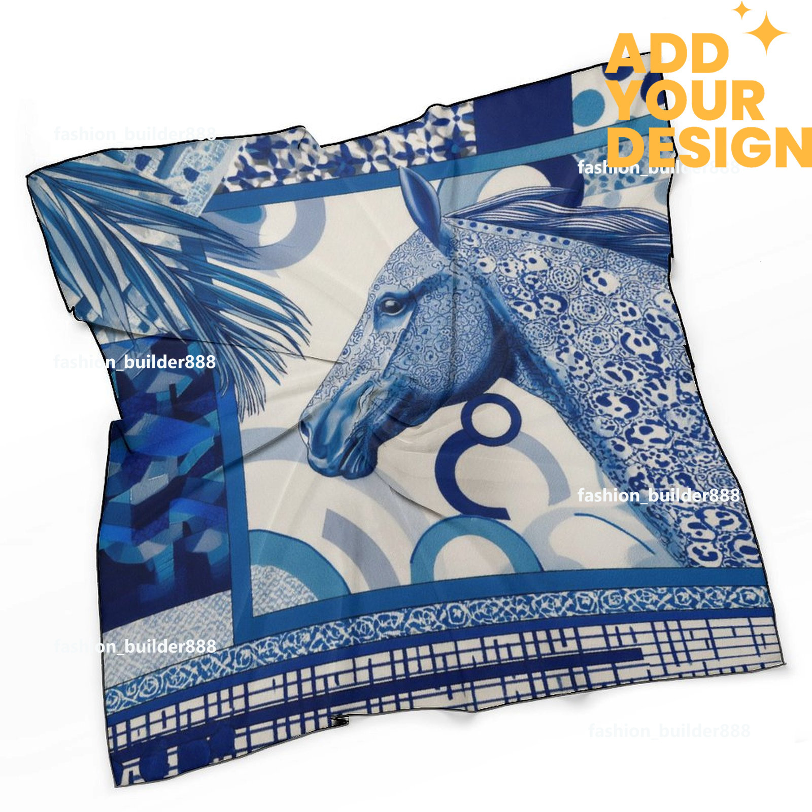 Designer personnalisé H cou écharpe pour motif de cheval de luxe femmes soyeux foulards cheveux bandanas carré écharpe accessoires de mode léger