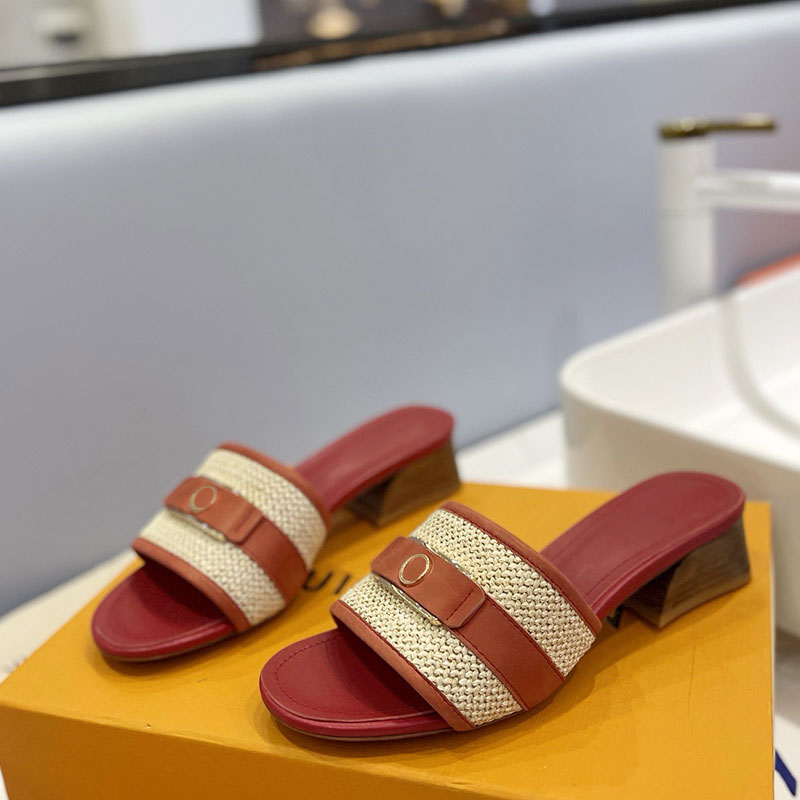 Pantoufles tissées à semelles épaisses pour femmes, sandales de plage épissées de styliste, luxe d'été, nouvelles chaussures décontractées, couss