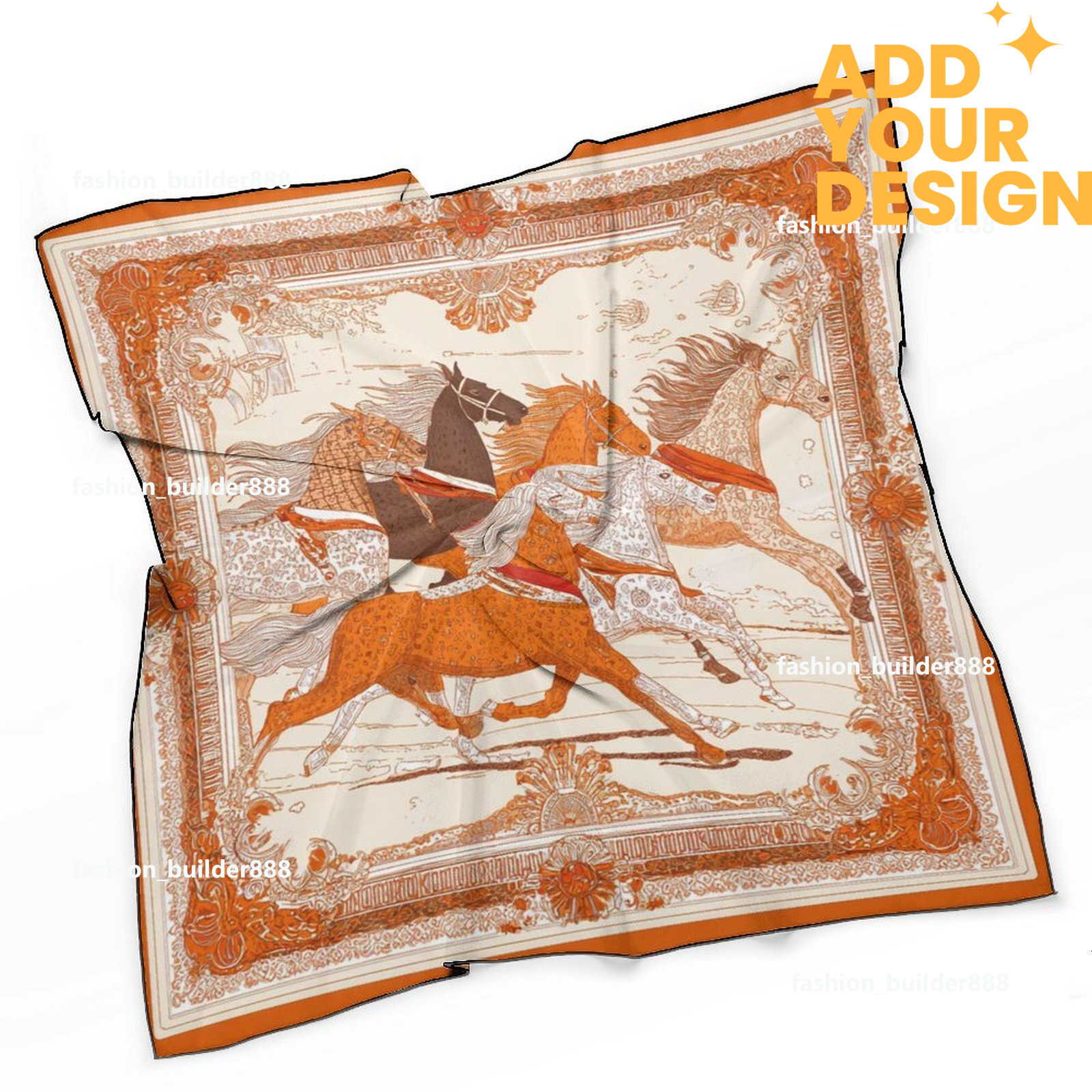 Designer personnalisé H cou écharpe pour motif de cheval de luxe femmes soyeux foulards cheveux bandanas carré écharpe accessoires de mode léger