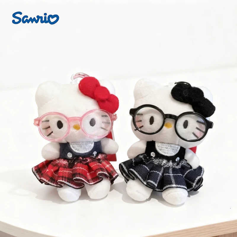 Sanrio HOT Hello Kitty Kawaii Super Cute Glasses Doll Bag Pendant Cartoon Cute Plush Doll Keychain Giving Xmas Gifts To Girls H251205-image-1087317176
