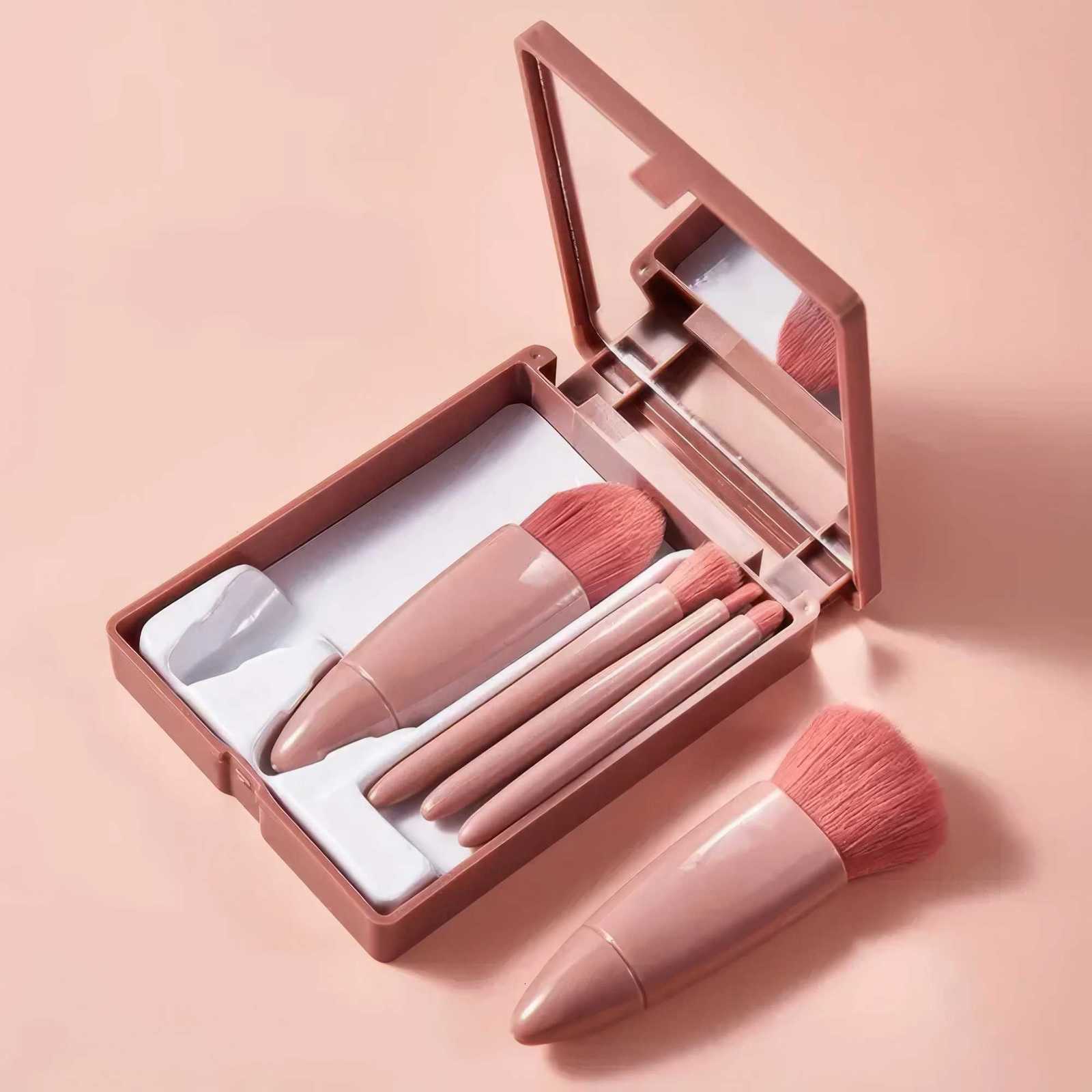 1 Set of Portable Makeup Brush Pink Portable Makeup Tool Set Easy To Clean Suitable for Travel and OutingsT251205-image-1087323990
