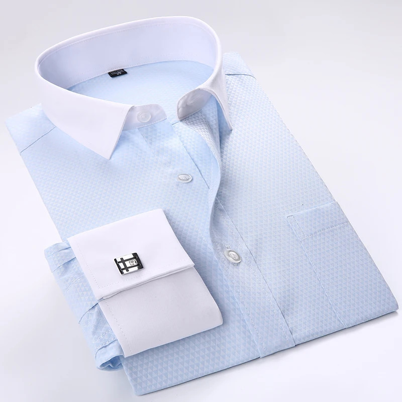 Hommes boutons de manchette français chemises hommes chemises à manches longues smoking hommes chemises Slim Fit français manchette robe chemises