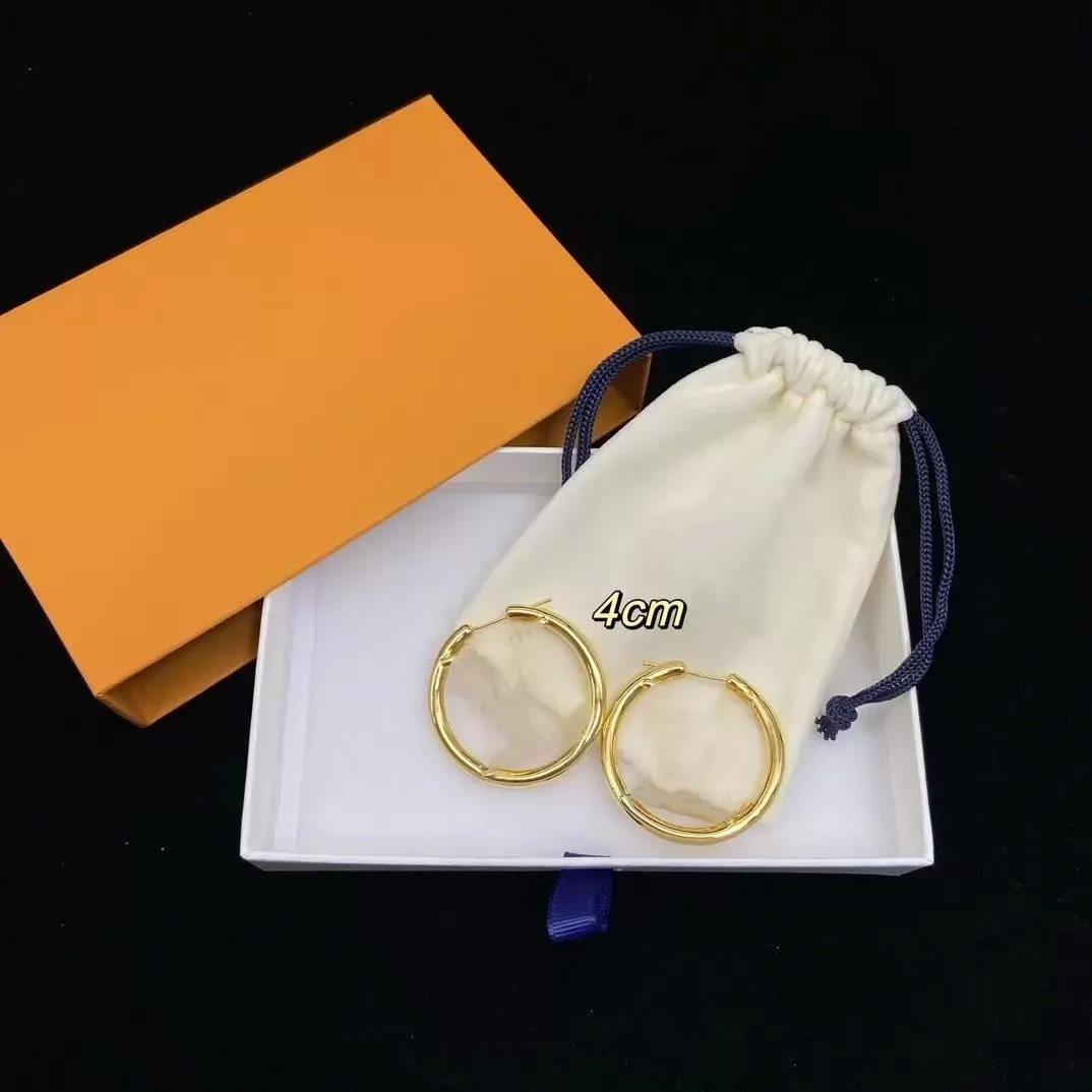 buyers' PicksUS Stock Women Gold Earrings Designer Luxury Hoop Earrings Extravagant Studs 4cm Classic Simple Earring Steel Sier Letter Engageme