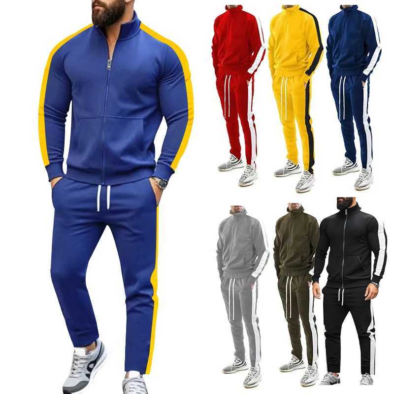 Young Mens Stand-Up Collar Sports Suits European American Spring Autumn Leisure Trendy Sports Outfits X251205