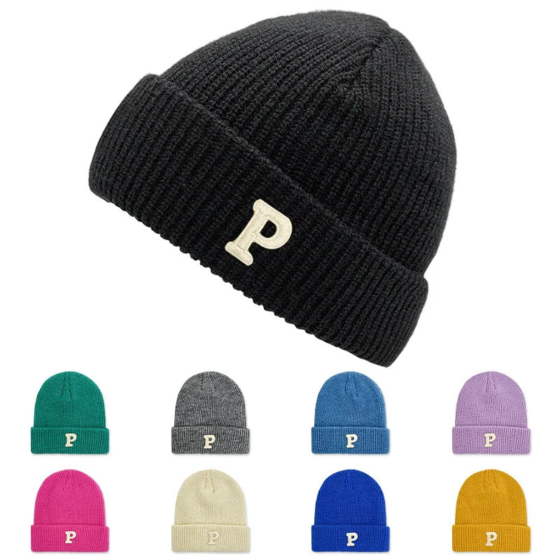 Unisex Beanie Hats Sport Letter P Embroidered Versatile Warm Knited Cap for Autumn and Winter Suitable TravelRidingOutdoor 251203