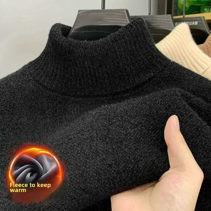 Turtleneck Sweater Casual Men Warm Soft Thick High-Quality Comfortable Pullover Sweater Male Slim Fit Velvet Knitted Undershirt W251205