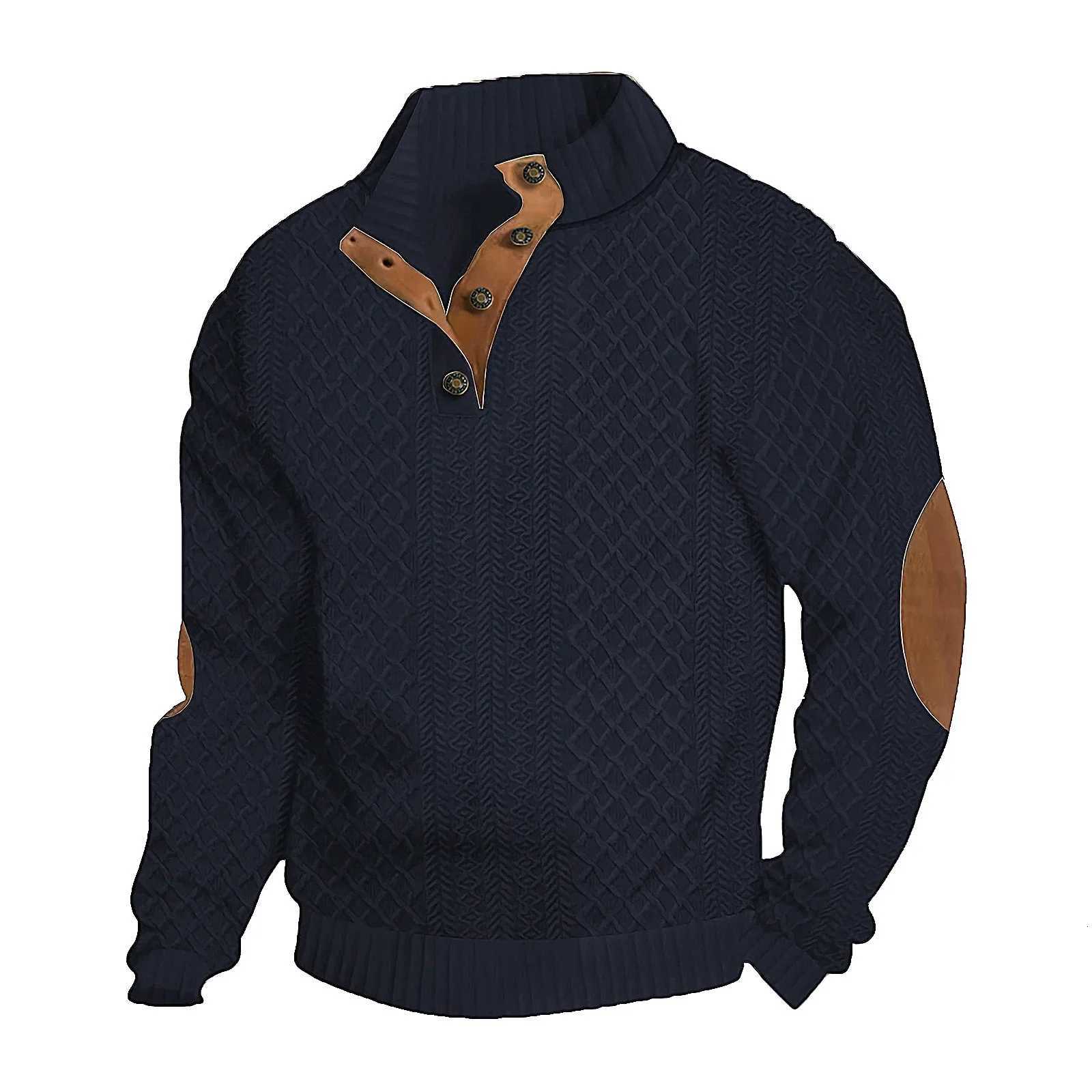 Autumn and winter mens jacquard knitted sweater outdoor casual stand-up collar long-sleeved jumper W251205