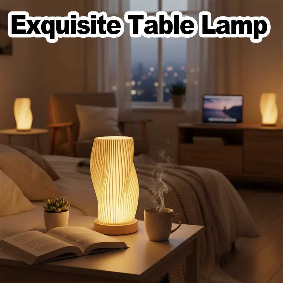 Usb Led 3d Pleated Table Desk Lamp Bedside Lights Lamps With Vintage Modern Decorative Shop Dimmable Small Atmosphere Night Home M251205