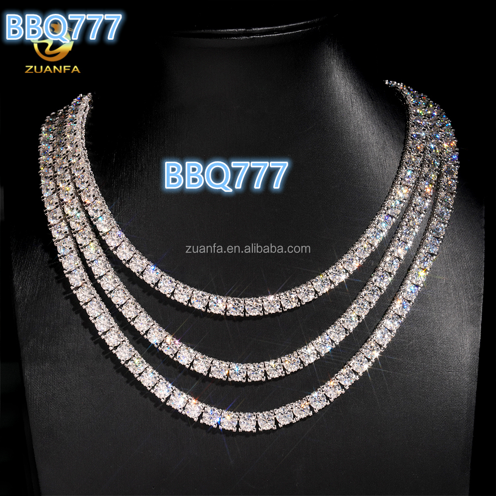 Bulk Stock New Arrivals Hot Selling Iced Out Hip Hop 925 Silver VVS1 5mm 65mm Moissanite Diamond Cluster Tennis Chain Bracelet
