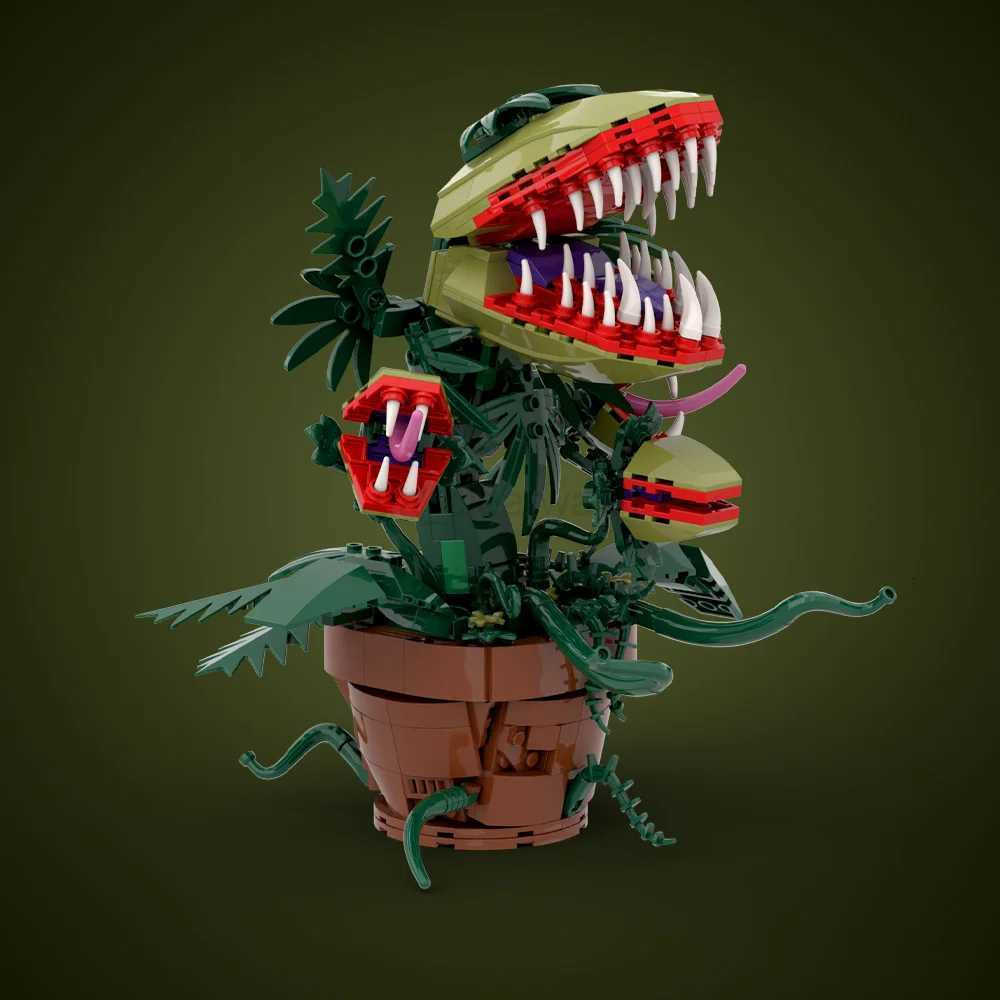 MOC Audrey II Piranha Plant Building Block Chper Potted Plants Horrors Flower Model Bricks Assemble Toys Children Collect Gift C251204-image-1087300806