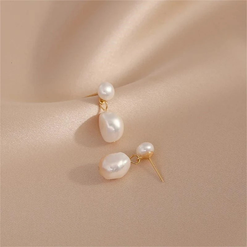 Boucle d'oreille baroque irrégulière en perles naturelles d'eau douce pour femmes, couleur or, boucle d'oreille suspendue en argent Sterling 925,