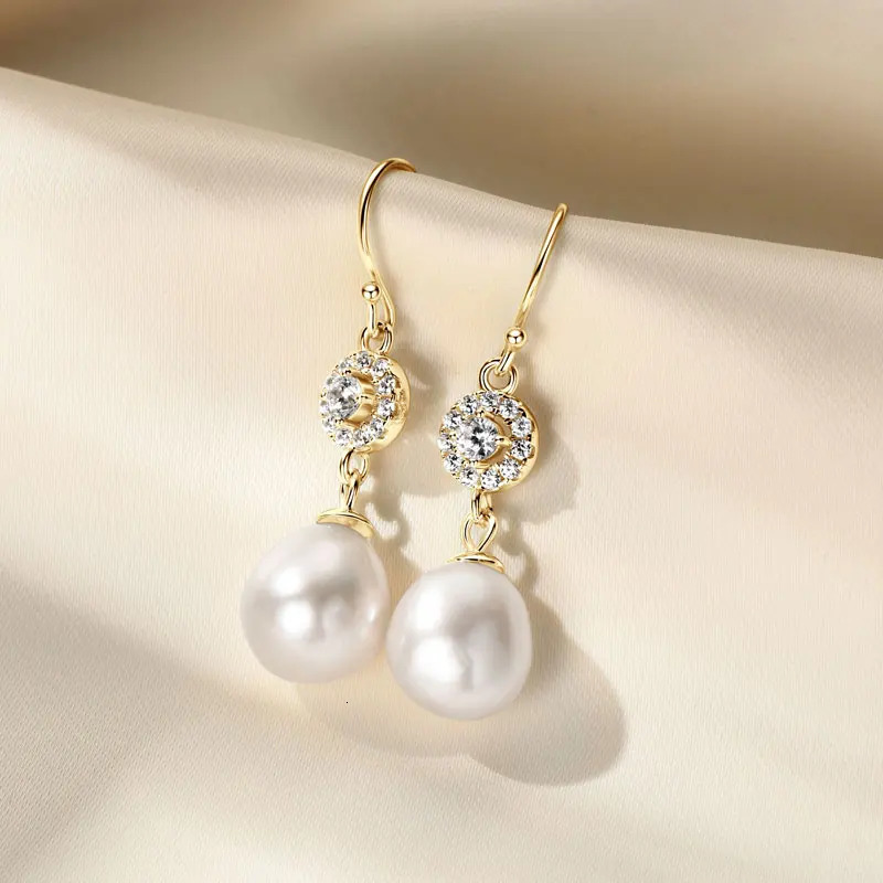 OXTAO baroque perle d'eau douce 9-10mm boucle d'oreille pour dames réel 925 argent crochet boucles d'oreilles piercing bijoux coréen en gros 2512