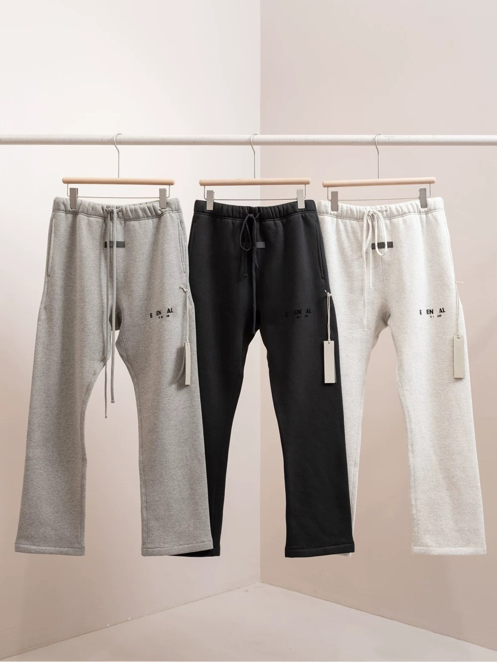 FW25 Classic Men's Luxury Designer Double Row Flocking Letter Straight Pants Loose High Street Couple Sweatpants