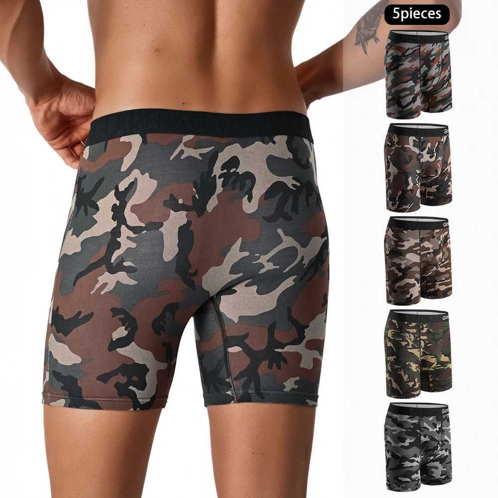 5pcs Set Mid-Long camo Cotton Brand Boxer Shorts for Men Underwear Male Underpants Briefs Boxershorts Slips Panties Breathable X251205
