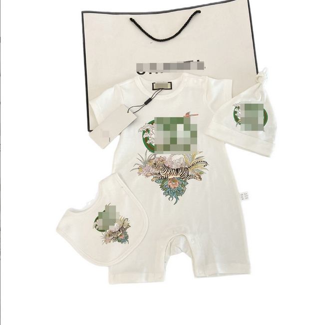 Ensemble body 3 pièces pour bébé, manches courtes, chapeau et bavoir, tenue mignonne de bon augure pour nouveau-né, nouvelle collection été 2025