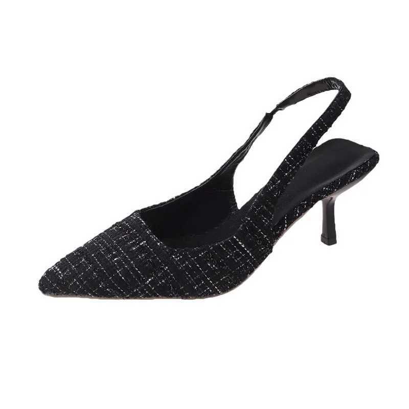 2025 été rétro mode nouvelle tête pointue bouche peu profonde un mot boucle sangle stiletto femmes chaussures W251104