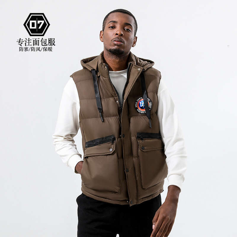 Gilet en duvet de coton pour hommes, grande taille, avec capuche amovible, épais et chaud, veste multi-poches, résistant au froid, 2022