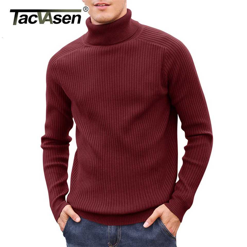 TACVASEN Mens Knit Turtleneck Sweater Thicken Ribbed Long Sleeve Solid Pullover Sweater Casual Winter Thermal Sweater Tops W251205